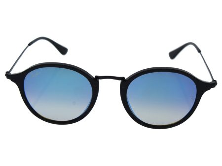 Ray-Ban RB2447 Round Fleck Sunglasses, Shiny Black Blue Gradient Flash, 49 mm Sale