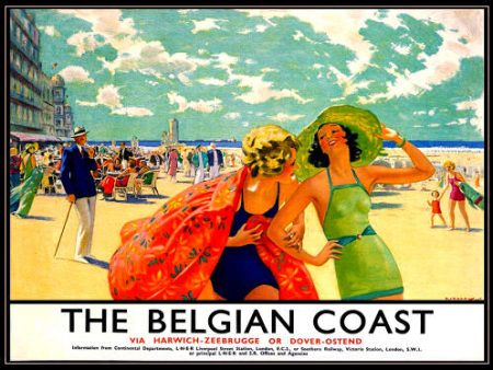 Belgian Coast Vintage Travel Poster Fridge Magnet 6x8 Canvas Print Online