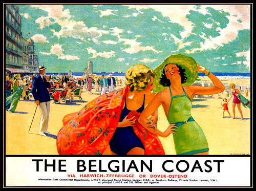 Belgian Coast Vintage Travel Poster Fridge Magnet 6x8 Canvas Print Online