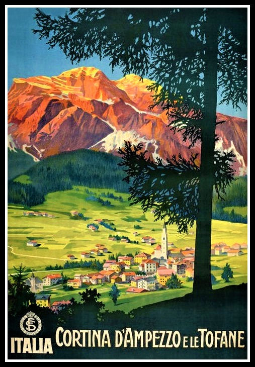 Italian Travel Poster Cortina D Ampezzo e le Tofane Fridge Magnet 6x8 Large Supply