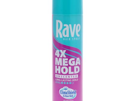 4X Mega Hold Hairspray - Unscented by Rave for Unisex - 11 oz Hair Spray Supply