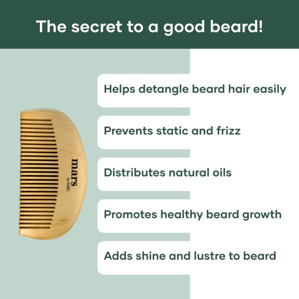 Wooden Beard Comb | Made With Neem Wood | Better Beard Shape | Pocket Size | Dandruff control Itch free beard Online now