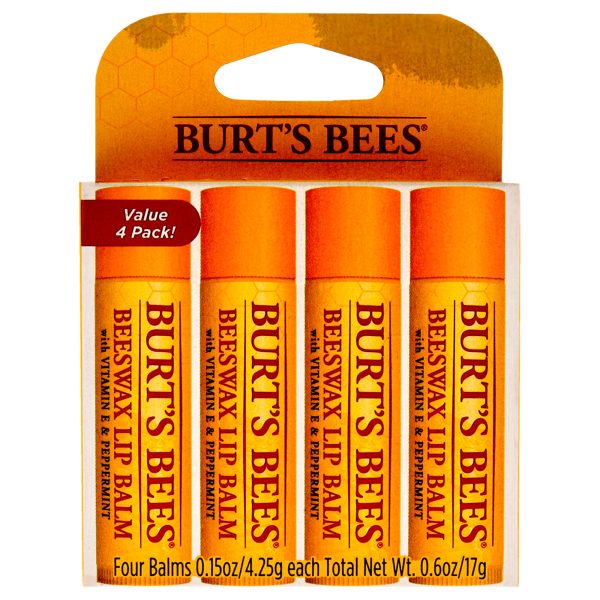 Beeswax Lip Balm Pack by Burts Bees for Unisex - 4 x 0.15 oz Lip Balm For Cheap