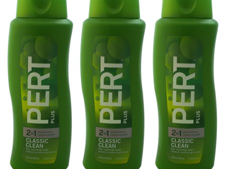 Classic Clean 2 in 1 Shampoo and Conditioner by Pert for Unisex - 25.4 oz Shampoo and Conditioner - Pack of 3 Fashion