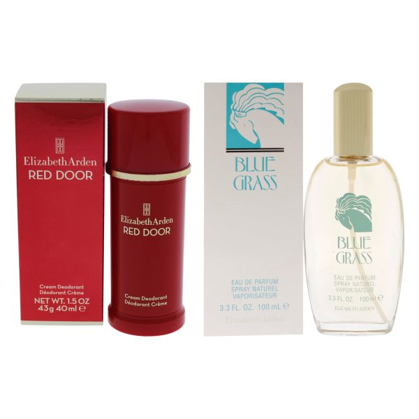 Blue Grass and Red Door Kit by Elizabeth Arden for Women - 2 Pc Kit 3.3 oz EDP Spray, 1.5 oz Deodorant Cream For Discount