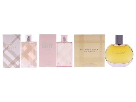 Burberry Fragrance Kit by Burberry for Women - 3 Pc Kit 3.3oz Burberry EDP Spray, 3.3oz Burberry Brit Sheer EDT Spray, 3.3oz Burberry Brit EDT Spray Online Hot Sale