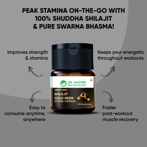 Herbo24Turbo Shilajit Gold Resin Softgel Capsules | Pure Swarna Bhasma | Boosts Energy and Stamina Supply