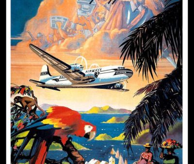 Pan American Airline Caribbean Clipper Travel Poster Fridge Magnet 6x8 Large Online now